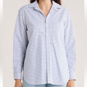 NEW Frank & Eileen Joedy Boyfriend Cotton Button-Up Shirt in Blue White Check